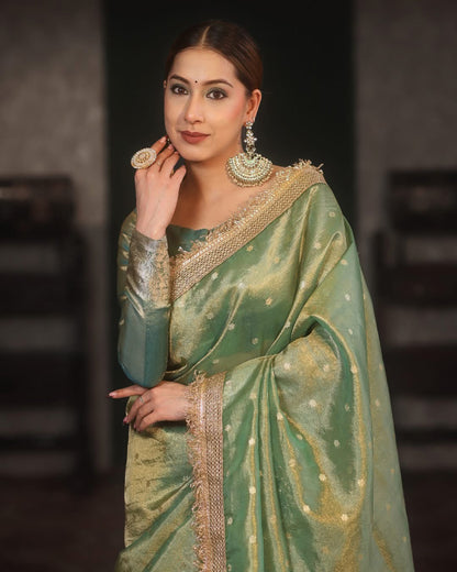 Royal Zari Buti Banarasi Tissue Silk Saree