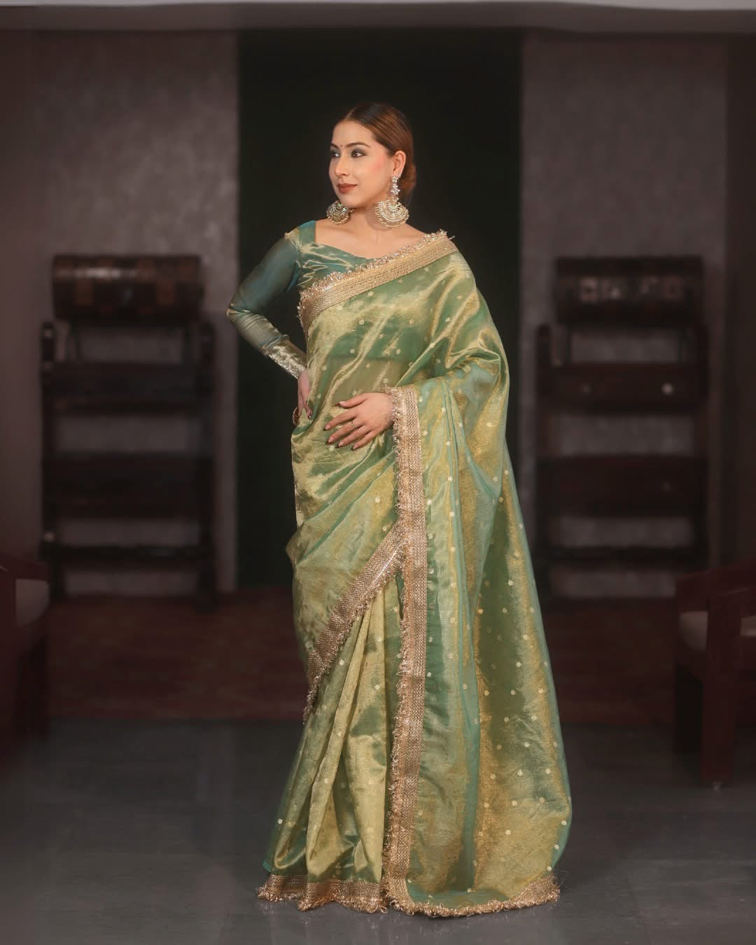 Royal Zari Buti Banarasi Tissue Silk Saree