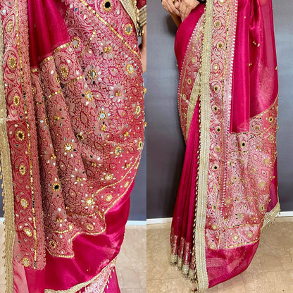 Viral Banarasi Soft Tissue Silk Ghunghroo Saree With Heavy Lace Attached