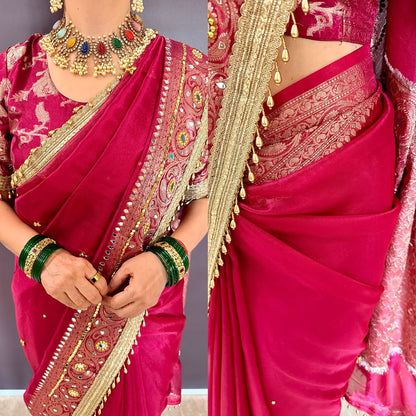 Viral Banarasi Soft Tissue Silk Ghunghroo Saree With Heavy Lace Attached