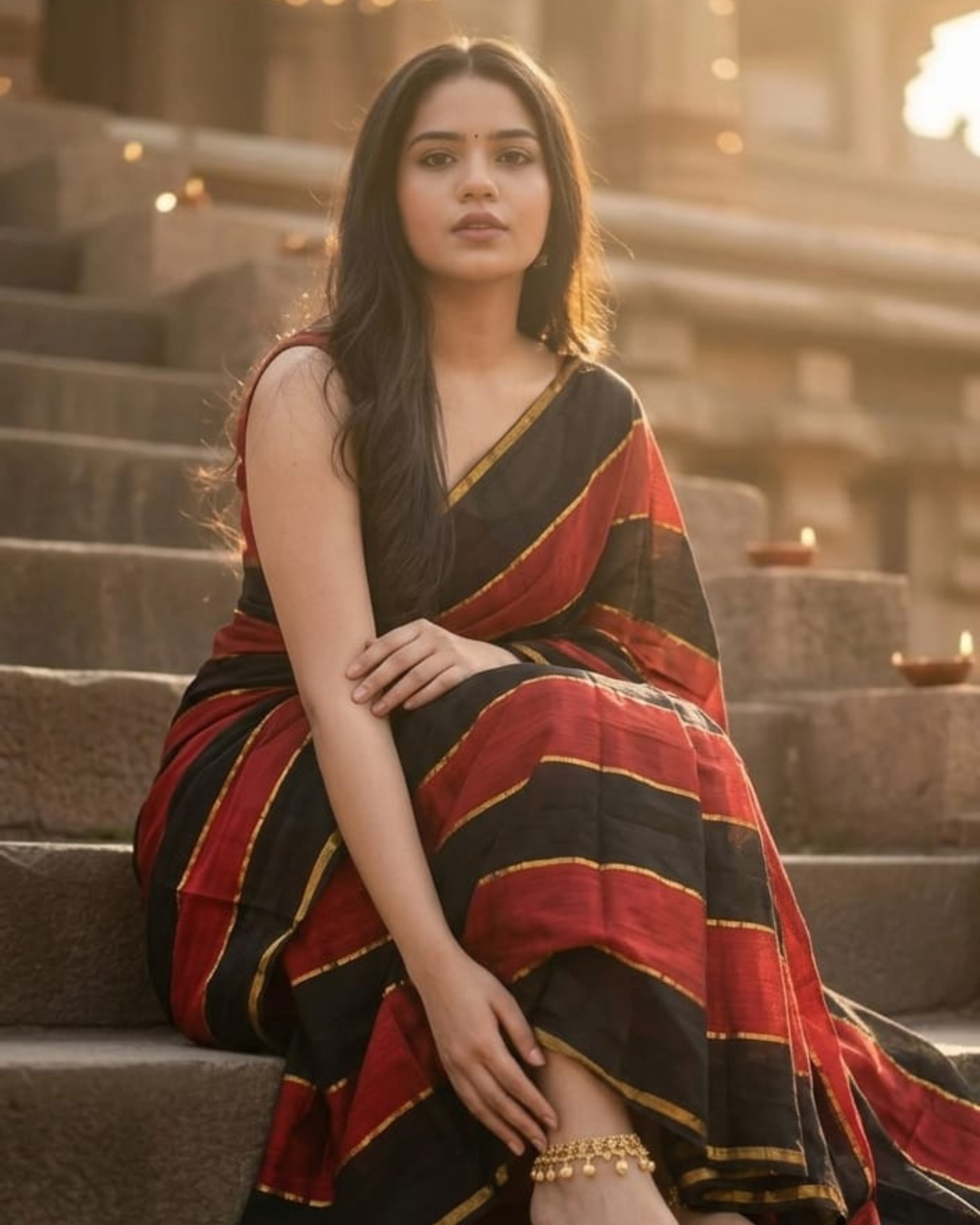 Raagini Stripe Mul Cotton Saree