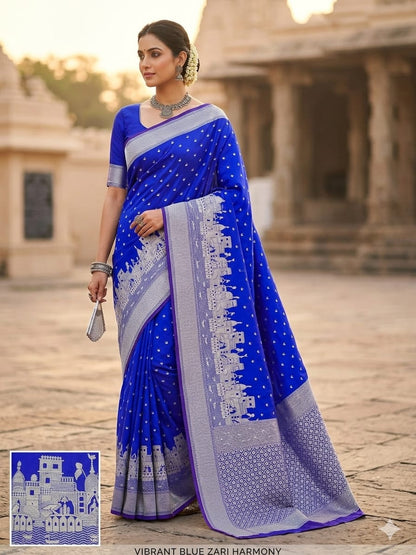 Mashru Katan Silk Ghat Border Banarasi Saree
