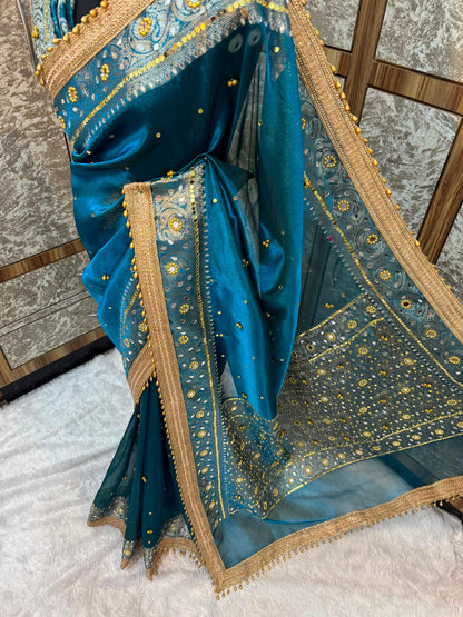 Viral Banarasi Soft Tissue Silk Ghunghroo Saree With Heavy Lace Attached