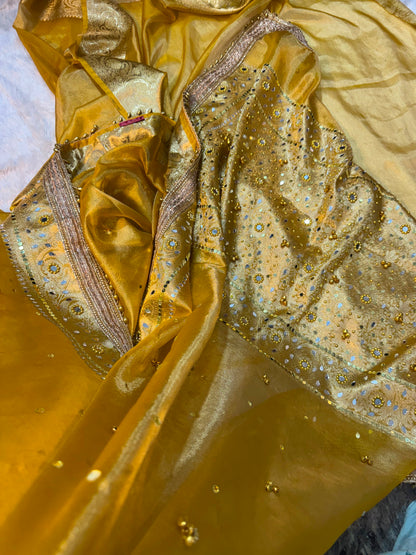 Viral Banarasi Soft Tissue Silk Ghunghroo Saree With Heavy Lace Attached
