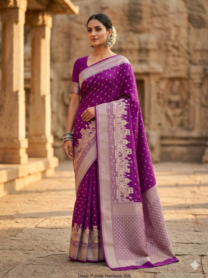 Mashru Katan Silk Ghat Border Banarasi Saree