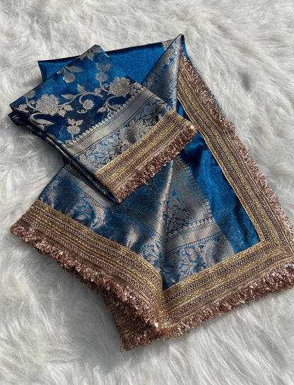 Gulab Border Banarasi Tissue Silk Saree