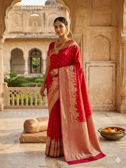 Mashru Katan Silk Ghat Border Banarasi Saree