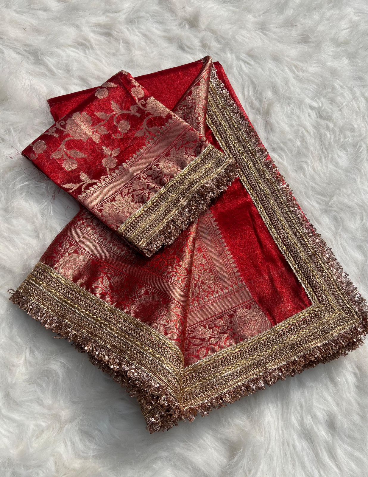 Gulab Border Banarasi Tissue Silk Saree
