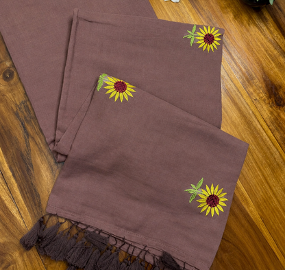 Sunflower Mocha Mul Cotton Saree