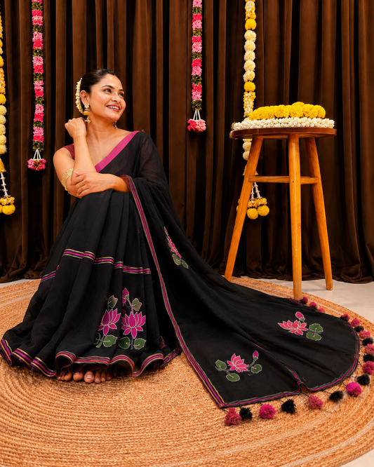 Lotus & Bud Mul Cotton Saree