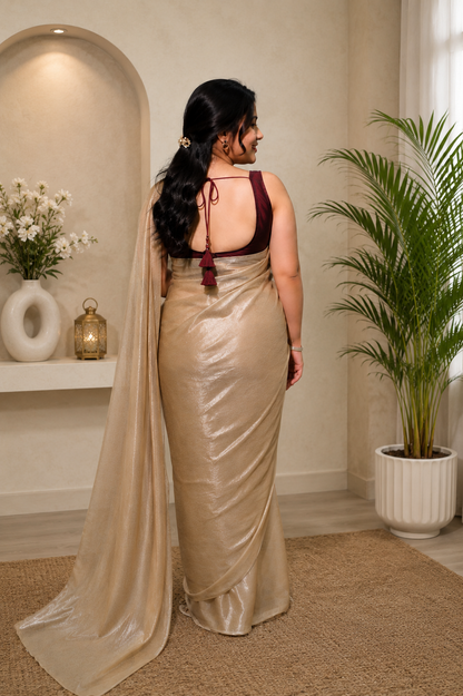 Champagne Gold Tissue Saree
