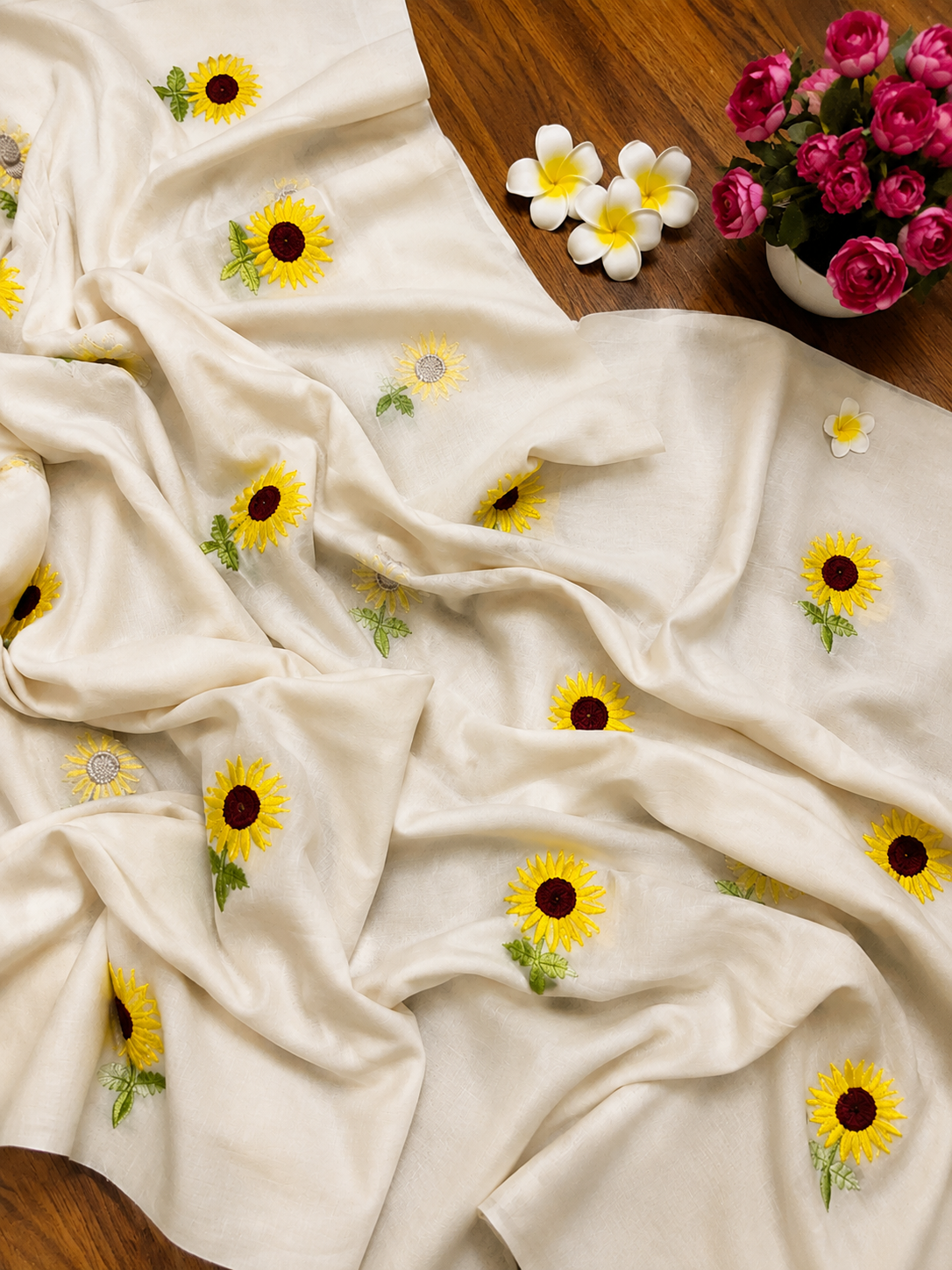 Sunflower Mocha Mul Cotton Saree