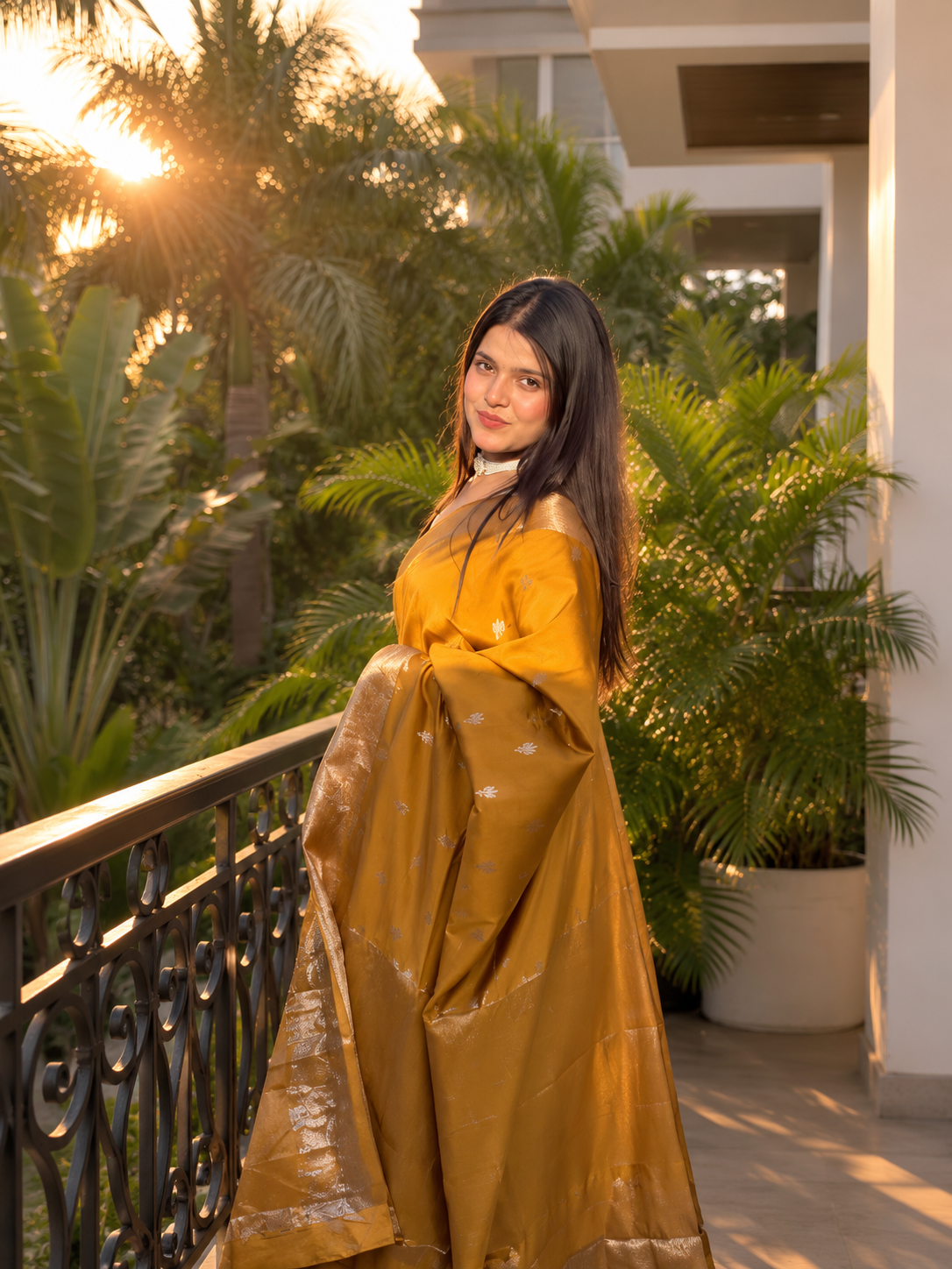 Golden Yellow Kashi Ghat Banarasi Silk Saree.