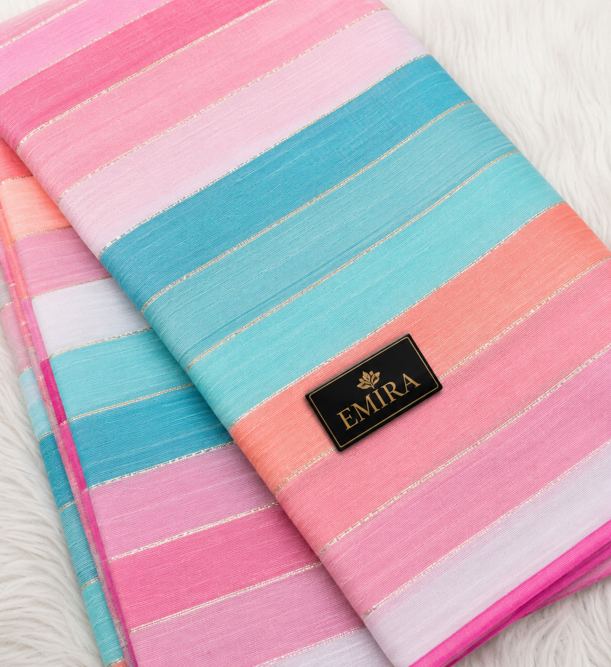 Rainbow Stripes Cotton Saree