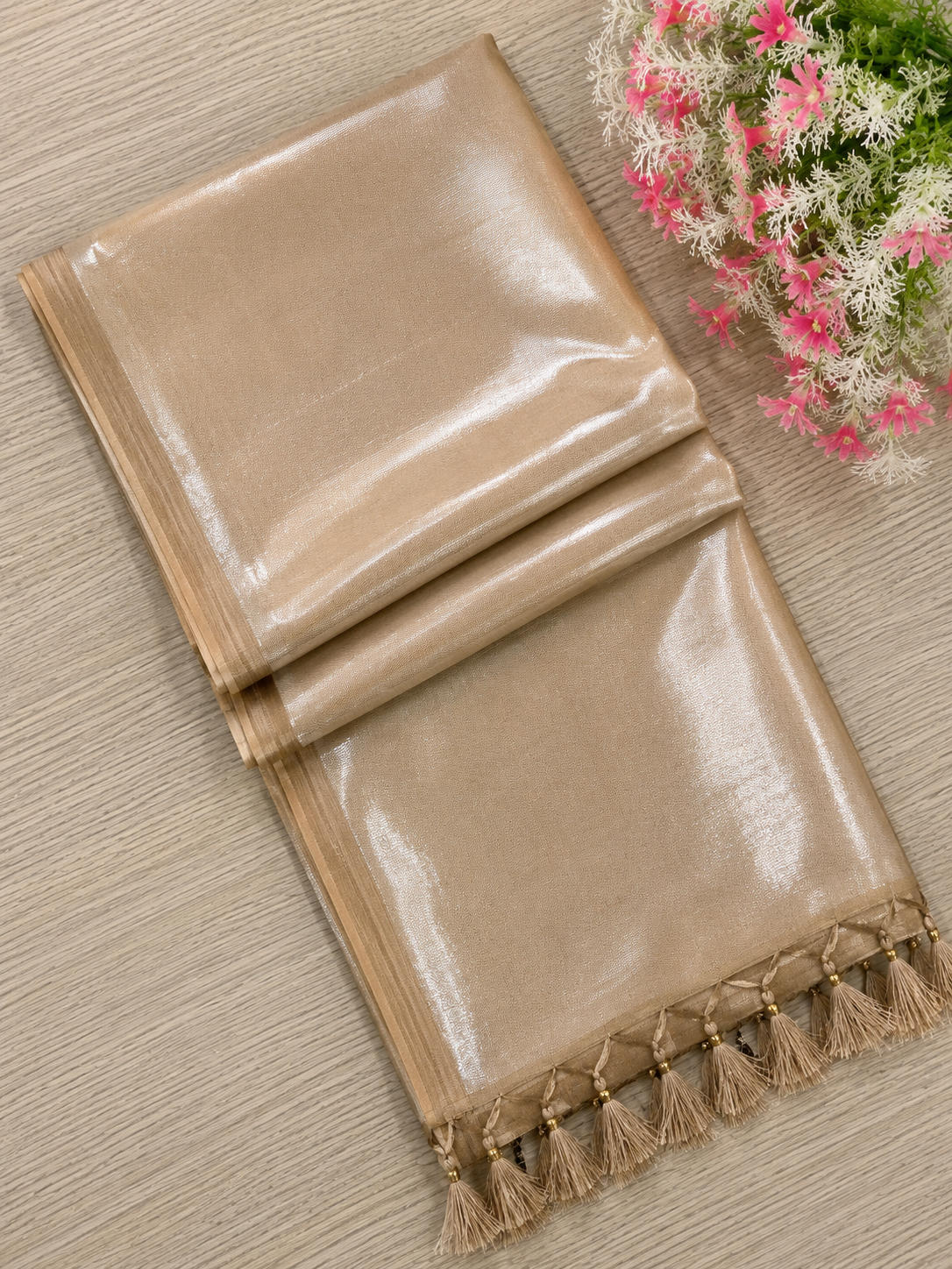 Champagne Gold Tissue Saree