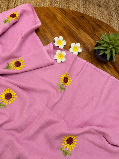 Sunflower Mocha Mul Cotton Saree