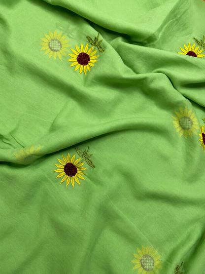 Surajmukhi Pista Green Mul Cotton Saree