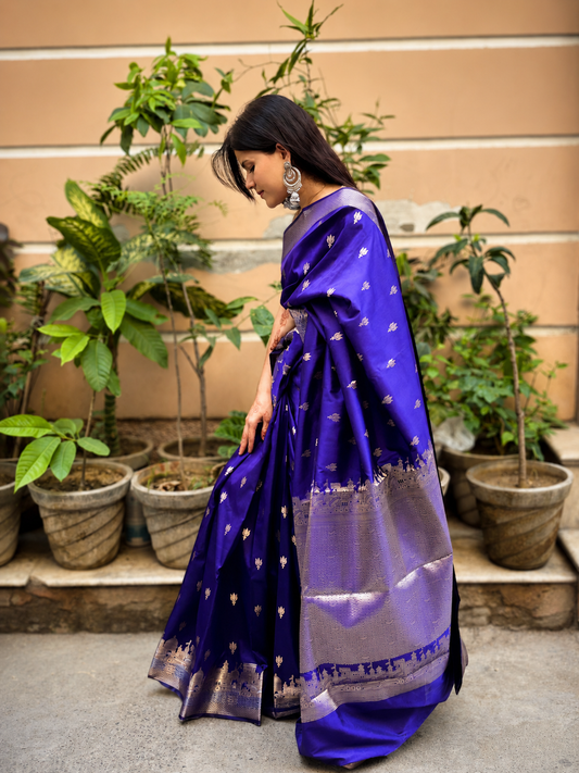 Royal Blue Kashi Ghat Banarasi Silk Saree