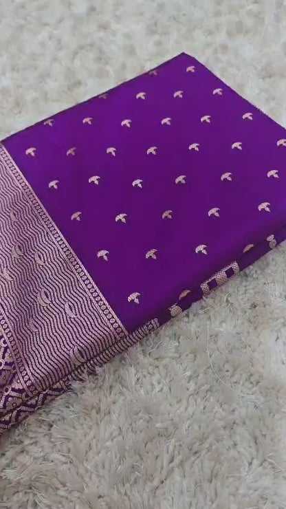 Mashru Katan Silk Ghat Border Banarasi Saree