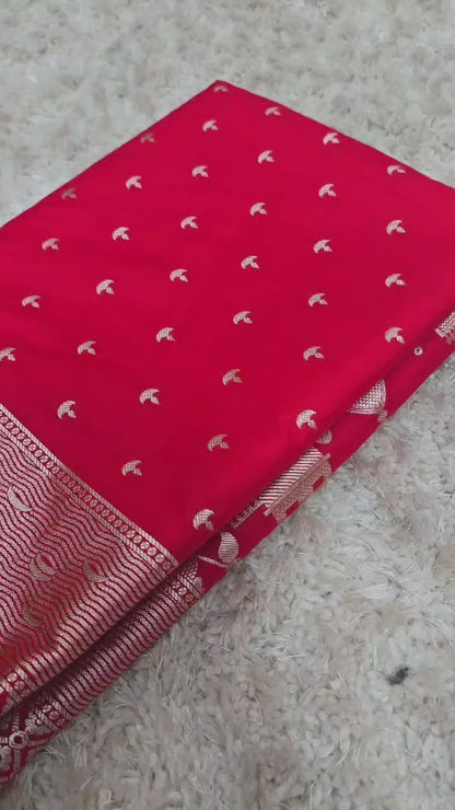 Mashru Katan Silk Ghat Border Banarasi Saree