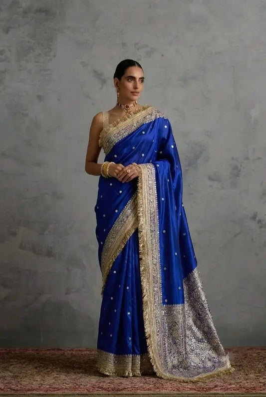Maharani Banarasi Tissue Saree with Handcrafted Mirror Work