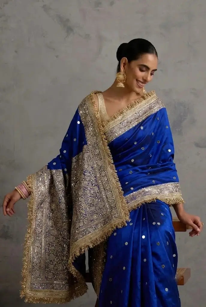 Maharani Banarasi Tissue Saree with Handcrafted Mirror Work