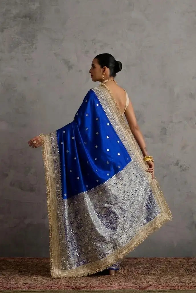 Maharani Banarasi Tissue Saree with Handcrafted Mirror Work