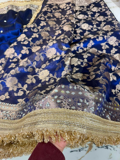 Maharani Banarasi Tissue Saree with Handcrafted Mirror Work