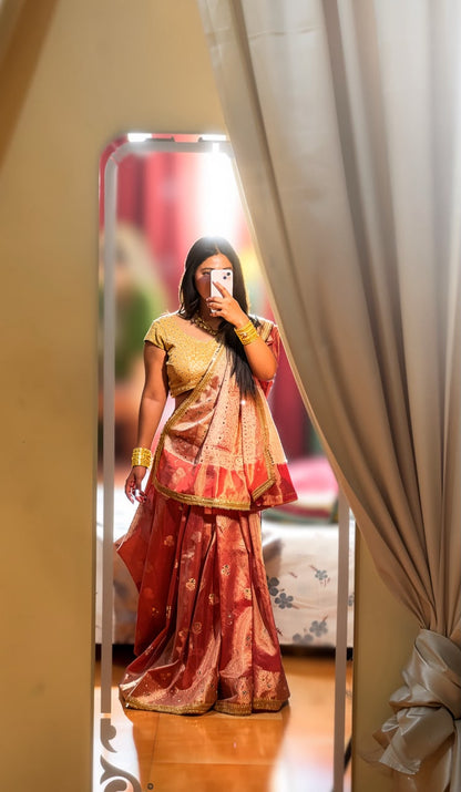 Buta Mirror Work Banarasi Tissue silk saree
